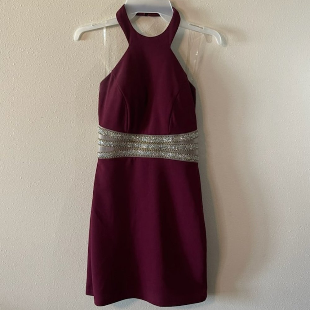 Maroon Halter Top Dress